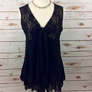 Sexy black V-neck long top