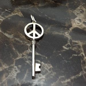 Nice peace and love key 925silver pendant