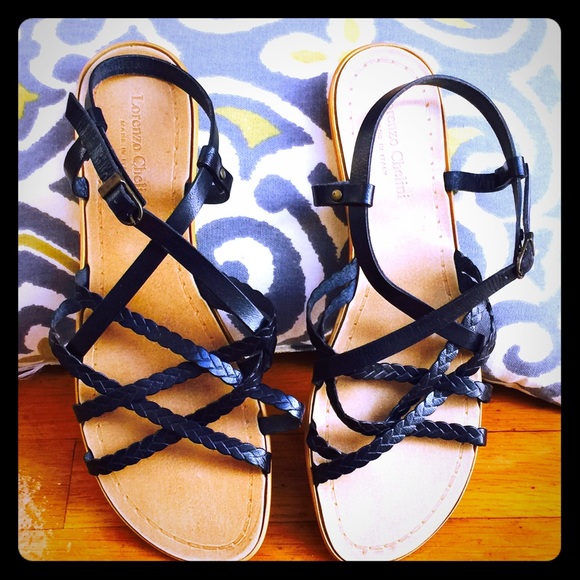 Black Leather Gladiator Sandals