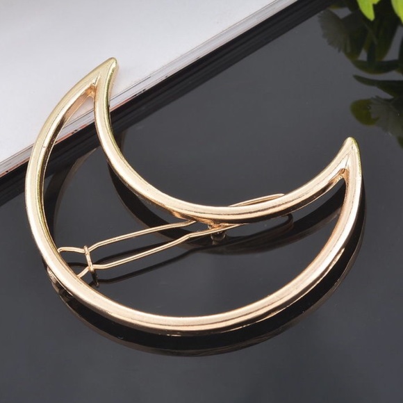 Gold Half Moon Hair Clip Gypsy Hippie Vibes NEW - Picture 3 of 4