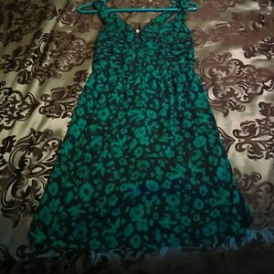 Cute dark green and navy blue print dress