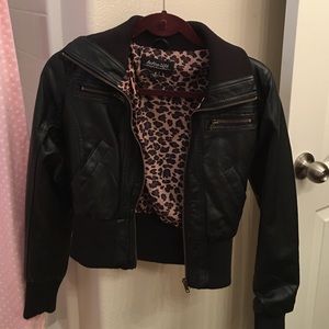 Black leather jacket size small