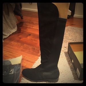 Black suede over the knee boots