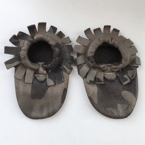 Camo leather baby moccasins