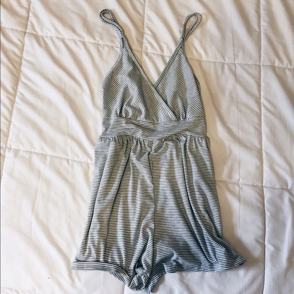 Gray and white Romper