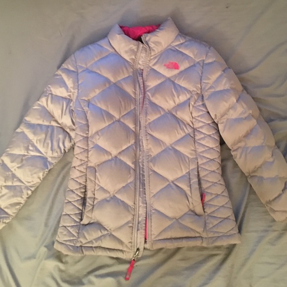 Silver/Gray North Face w Pink Detailing