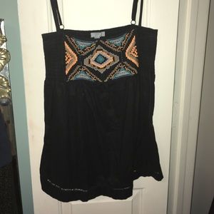 Tank top with Aztec design and spaghetti straps