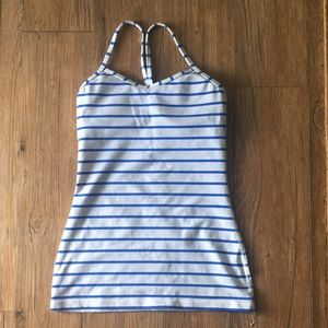 White and Blue Striped Lululemon Tank