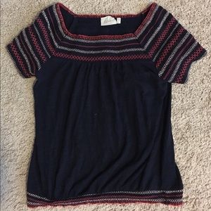 Navy Blue Off the Shoulder Top by Anthropologie