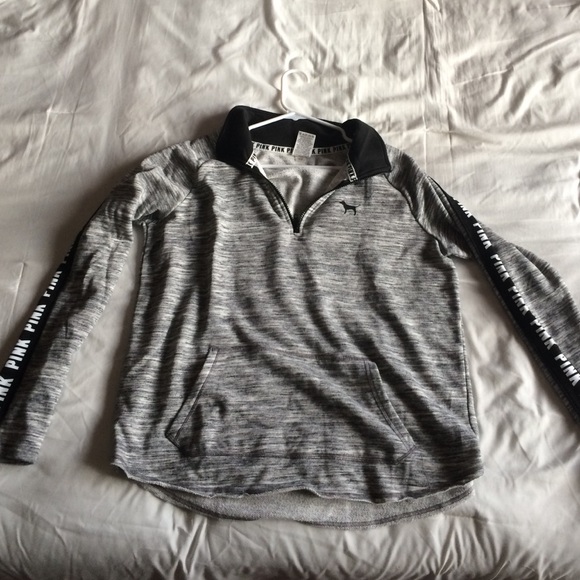 PINK Victoria's Secret Sweaters - Victoria's Secret PINK Black & White Half Zip