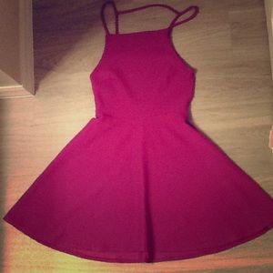 Fuchsia open back skater skirt dress