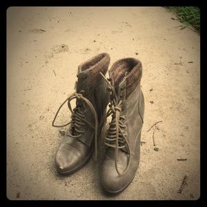 Army Green Boot wedges