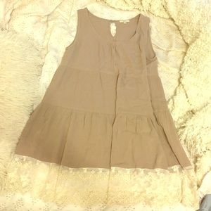 Tiered lace-hemmed linen dress