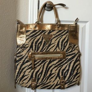 GUESS gold zebra handbag