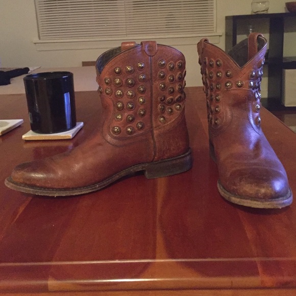 Frye Cognac leather studded bootie - Picture 2 of 4