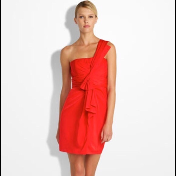 Red one strap BCBG cocktail / evening dress.
