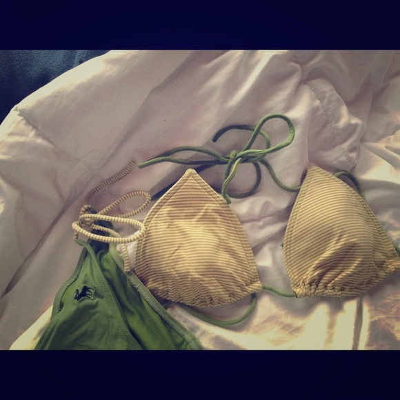 Stripped Green / Tan Bikini