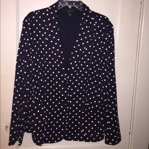Talbots blue and white polka dot blazer