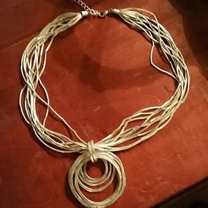 Silver toned hammered necklace