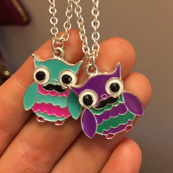 BFF owl necklaces
