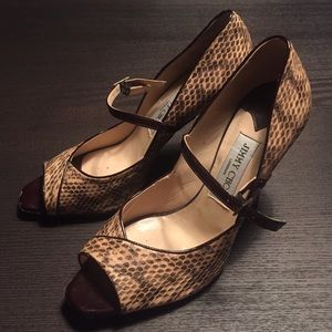 Jimmy Choo brown Python Mary Janes