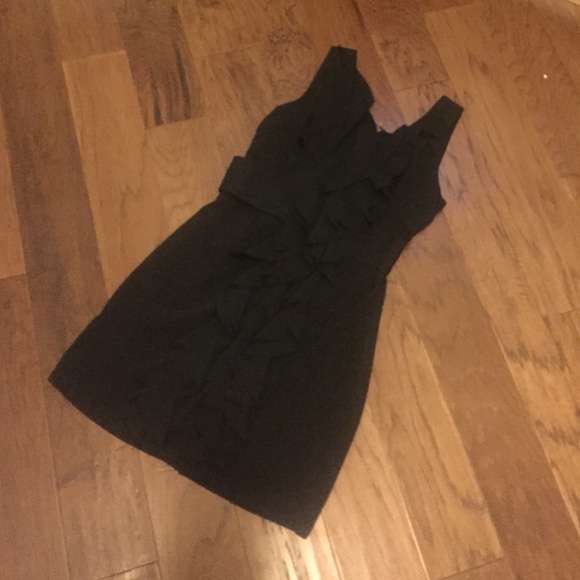 Black Ruffle-Front Dress - large