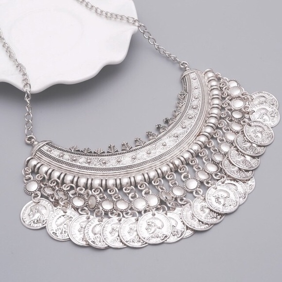 "Pierre" Boho Statement Antiqued Silver Necklace