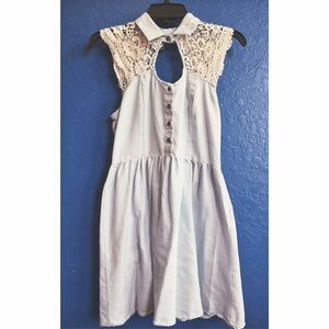 🌟CLEARANCE🌟 Denim and Lace High Collar Dress