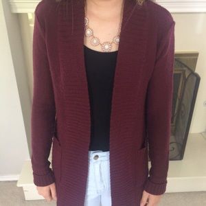Thick maroon cardigan