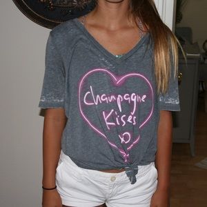 Grey Wash Champagne Kisses Top