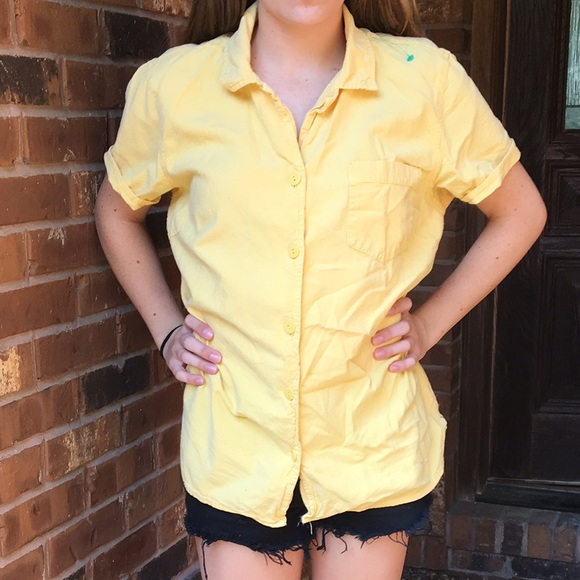 pastel yellow button up