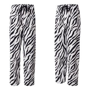 Zebra Print Flannel Pajama Pants with drawstring