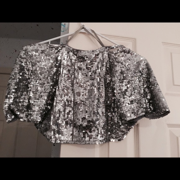Super Fun Silver Sequin Shawl/Jacket - Picture 2 of 3