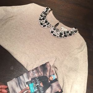 J. Crew Jeweled Peter Pan Collar Sweater