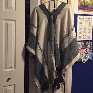 Express Black and White Poncho
