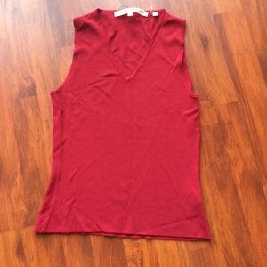 Red sleeveless V neck tank