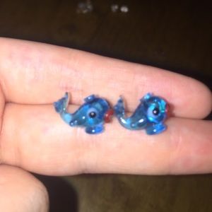 Blown glass whale earrings