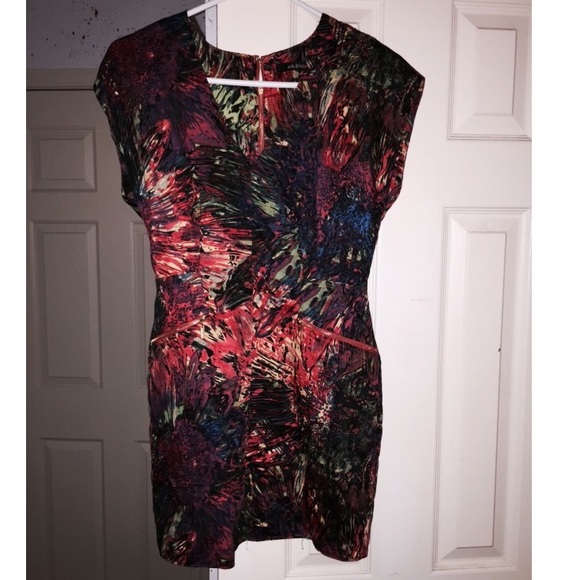 Colorful Print Form Fitting Structured Dress - Picture 1 of 4