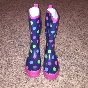 Polka Dot Rain Boots (Size 6/7)