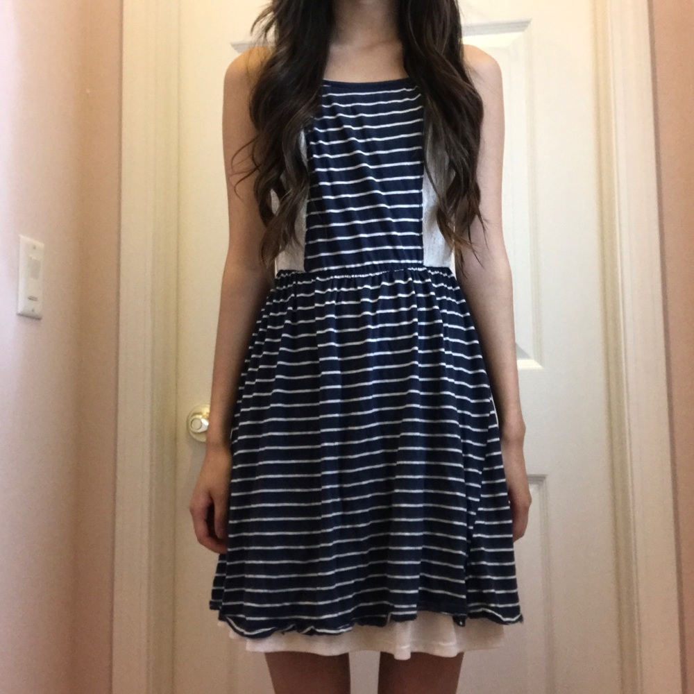 Lace Navy Striped Dress