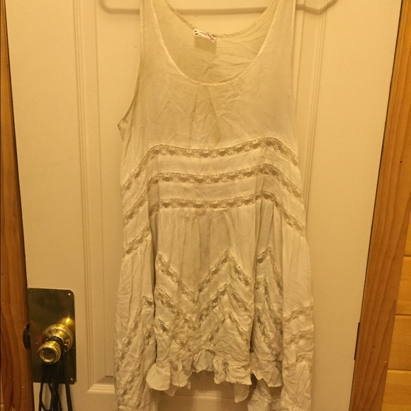 Free people cream voile and lace trapeze slip