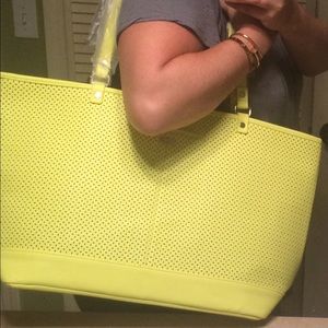 Large Gorgeous Citron Yellow Leather Bag!