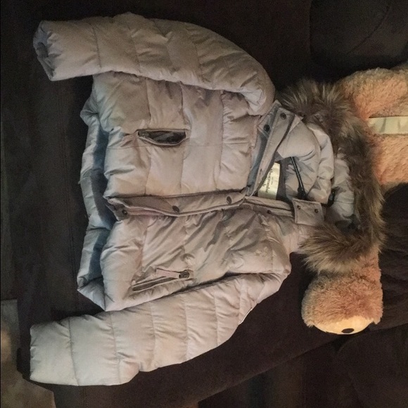 Abercrombie and Fitch beige jacket with fur hood