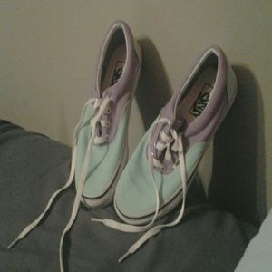 Mint and purple color block Vans