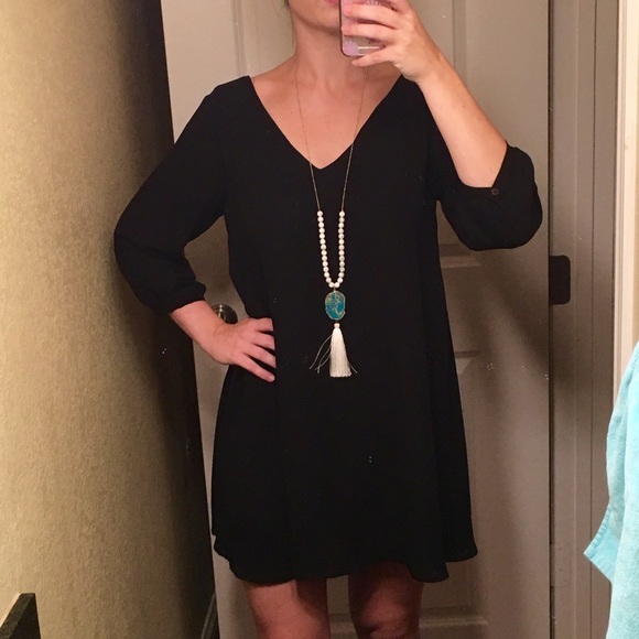 Black Lattice Back Shift Dress