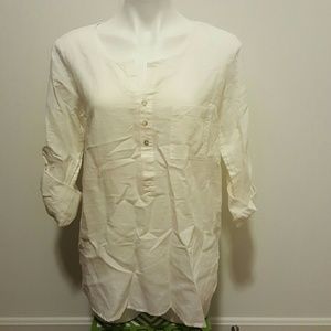 NWT Max Studio Cream Sheer Linen Blouse