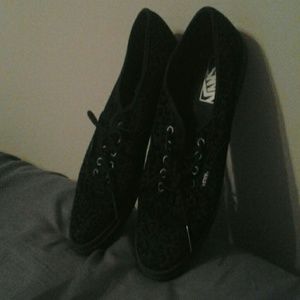 Black leopard velvet Vans