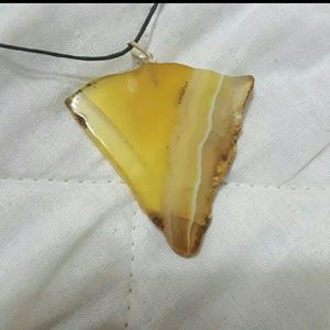 Triangular Sliced Rock Pendant Necklace