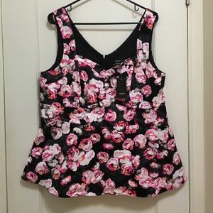 SOLD NWT Beautiful pink flowered peplum top