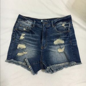 High-waisted denim shorts